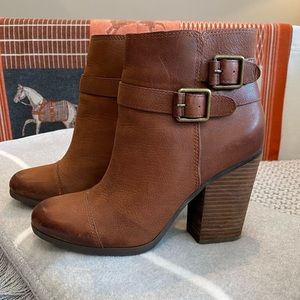 Lucky Brand Block Heel Leather Booties